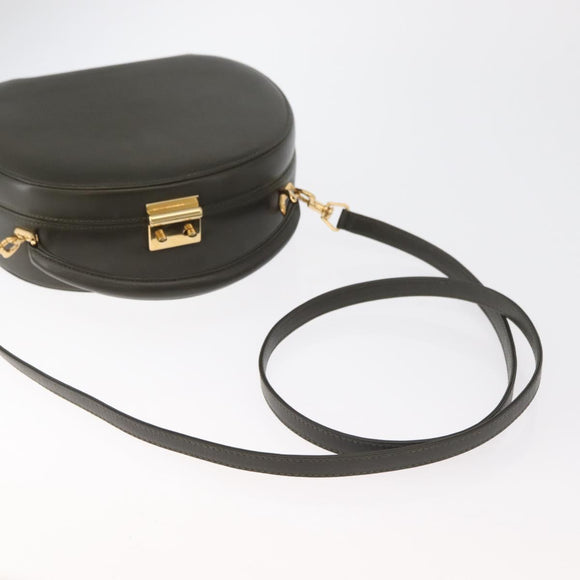 GUCCI Hand Bag Leather 2way Khaki Gold Auth 178640
