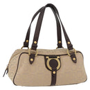 Salvatore Ferragamo Gancini Hand Bag Canvas Beige Gold Auth 178645A-1