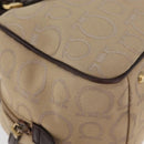 Salvatore Ferragamo Gancini Hand Bag Canvas Beige Gold Auth 178645A-10