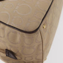 Salvatore Ferragamo Gancini Hand Bag Canvas Beige Gold Auth 178645A-12