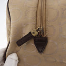 Salvatore Ferragamo Gancini Hand Bag Canvas Beige Gold Auth 178645A-14