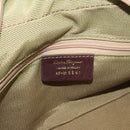 Salvatore Ferragamo Gancini Hand Bag Canvas Beige Gold Auth 178645A-15