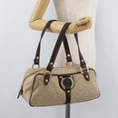 Salvatore Ferragamo Gancini Hand Bag Canvas Beige Gold Auth 178645A-21
