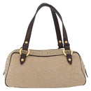 Salvatore Ferragamo Gancini Hand Bag Canvas Beige Gold Auth 178645A-3