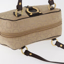 Salvatore Ferragamo Gancini Hand Bag Canvas Beige Gold Auth 178645A-6