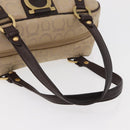 Salvatore Ferragamo Gancini Hand Bag Canvas Beige Gold Auth 178645A-7
