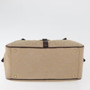 Salvatore Ferragamo Gancini Hand Bag Canvas Beige Gold Auth 178645A-9