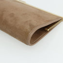 Christian Dior Clutch Bag Suede Beige Gold Auth 178646A-14