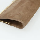 Christian Dior Clutch Bag Suede Beige Gold Auth 178646A-15