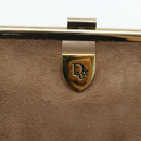Christian Dior Clutch Bag Suede Beige Gold Auth 178646A-9