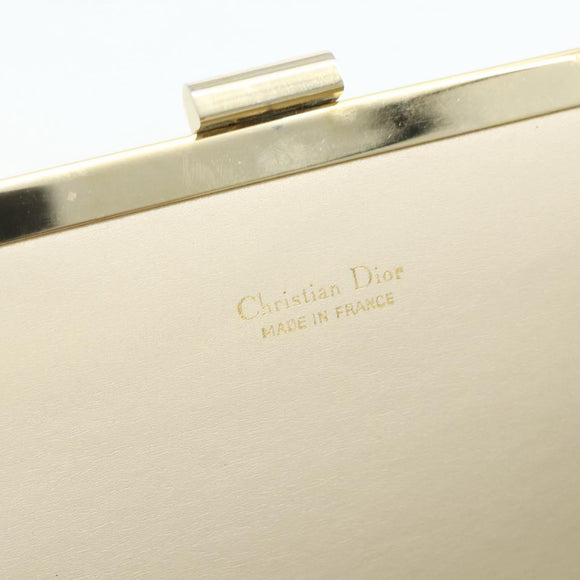 Christian Dior Clutch Bag Suede Beige Gold Auth 178646A