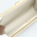 Christian Dior Clutch Bag Suede Beige Gold Auth 178646A-11