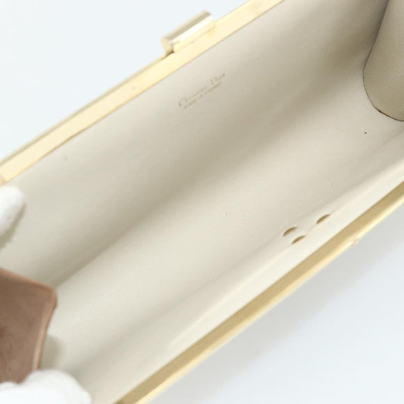 Christian Dior Clutch Bag Suede Beige Gold Auth 178646A
