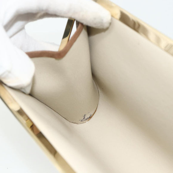 Christian Dior Clutch Bag Suede Beige Gold Auth 178646A