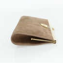 Christian Dior Clutch Bag Suede Beige Gold Auth 178646A-4