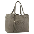 GUCCI Soho Hand Bag Leather Gray Gold 282309 Auth 178647-1