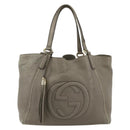 GUCCI Soho Hand Bag Leather Gray Gold 282309 Auth 178647-13