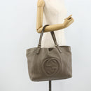GUCCI Soho Hand Bag Leather Gray Gold 282309 Auth 178647-22