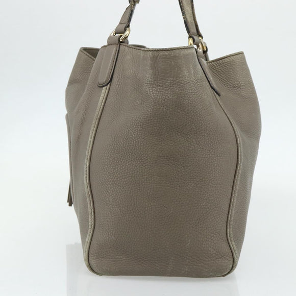 GUCCI Soho Hand Bag Leather Gray Gold 282309 Auth 178647