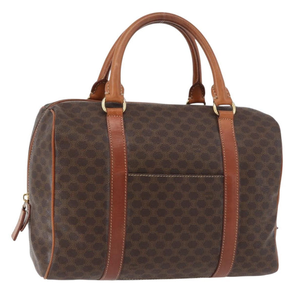 CELINE Macadam Canvas Hand Bag PVC Leather Brown Gold Auth 178652A