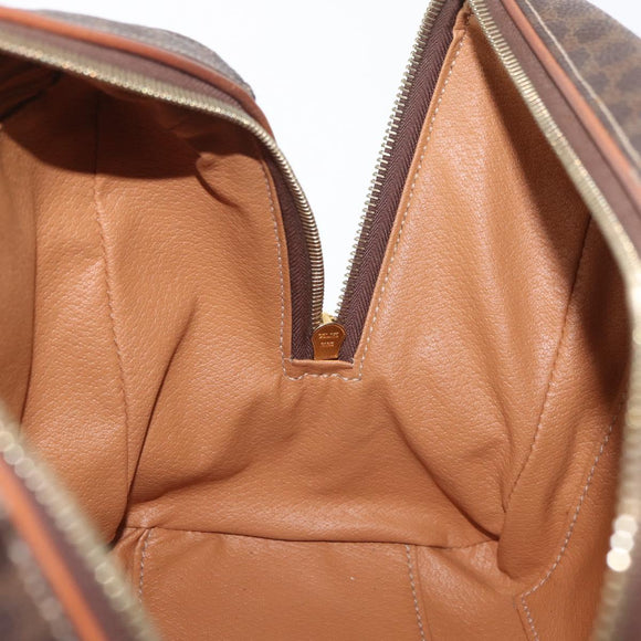 CELINE Macadam Canvas Hand Bag PVC Leather Brown Gold Auth 178652A