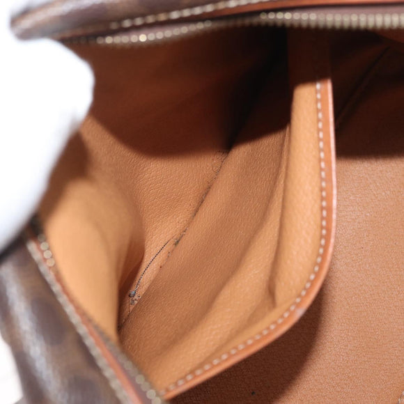 CELINE Macadam Canvas Hand Bag PVC Leather Brown Gold Auth 178652A