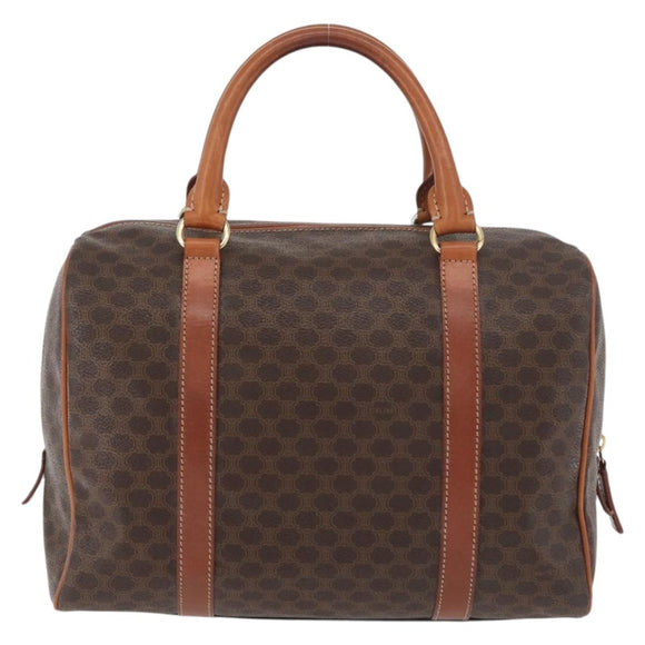 CELINE Macadam Canvas Hand Bag PVC Leather Brown Gold Auth 178652A
