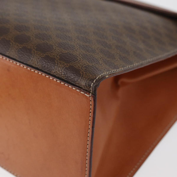 CELINE Macadam Canvas Hand Bag PVC Leather Brown Gold Auth 178653A