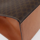 CELINE Macadam Canvas Hand Bag PVC Leather Brown Gold Auth 178653A-16