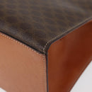 CELINE Macadam Canvas Hand Bag PVC Leather Brown Gold Auth 178653A-17
