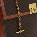 CELINE Macadam Canvas Hand Bag PVC Leather Brown Gold Auth 178653A-18
