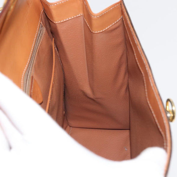CELINE Macadam Canvas Hand Bag PVC Leather Brown Gold Auth 178653A