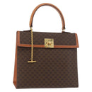 CELINE Macadam Canvas Hand Bag PVC Leather Brown Gold Auth 178653A-1