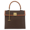 CELINE Macadam Canvas Hand Bag PVC Leather Brown Gold Auth 178653A-13