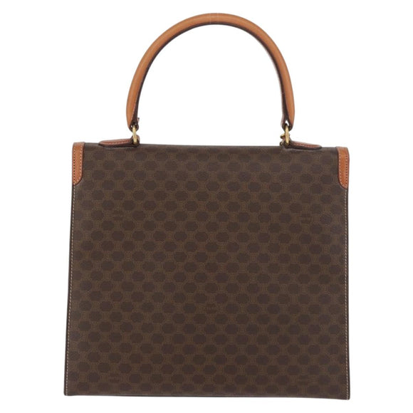 CELINE Macadam Canvas Hand Bag PVC Leather Brown Gold Auth 178653A