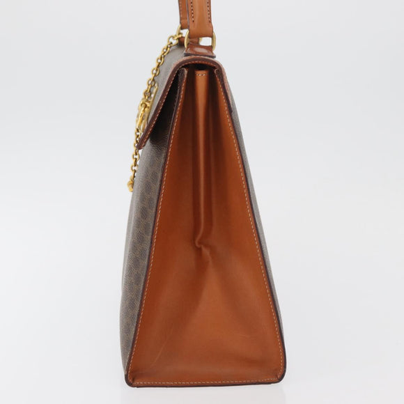 CELINE Macadam Canvas Hand Bag PVC Leather Brown Gold Auth 178653A