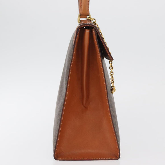 CELINE Macadam Canvas Hand Bag PVC Leather Brown Gold Auth 178653A