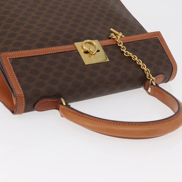 CELINE Macadam Canvas Hand Bag PVC Leather Brown Gold Auth 178653A
