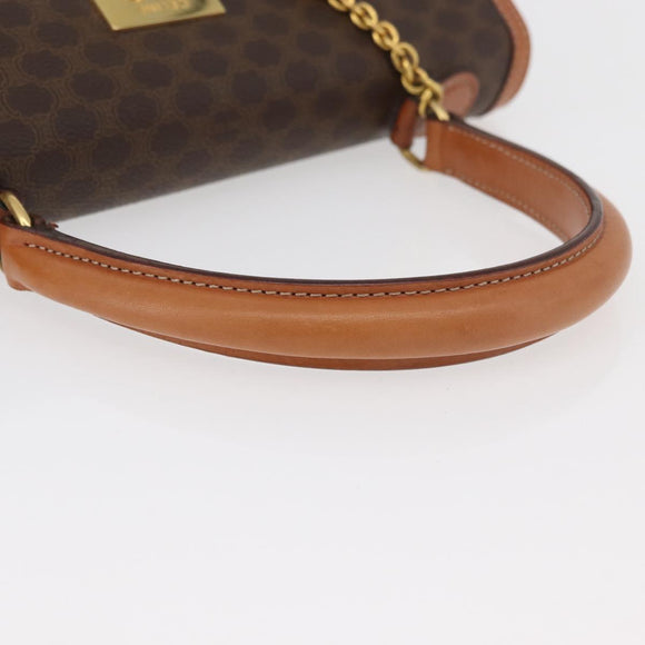 CELINE Macadam Canvas Hand Bag PVC Leather Brown Gold Auth 178653A