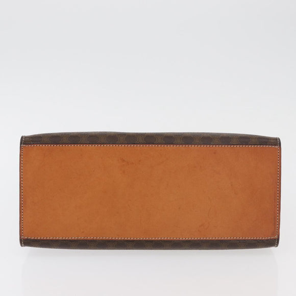 CELINE Macadam Canvas Hand Bag PVC Leather Brown Gold Auth 178653A