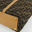 FENDI Zucca Canvas Handtas Zwart Bruin Auth 178688A-14