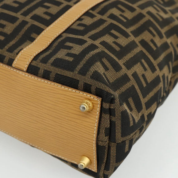 FENDI Zucca Canvas Handtas Zwart Bruin Auth 178688A