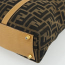 FENDI Zucca Canvas Handtas Zwart Bruin Auth 178688A-16