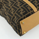 FENDI Zucca Canvas Handtas Zwart Bruin Auth 178688A-17