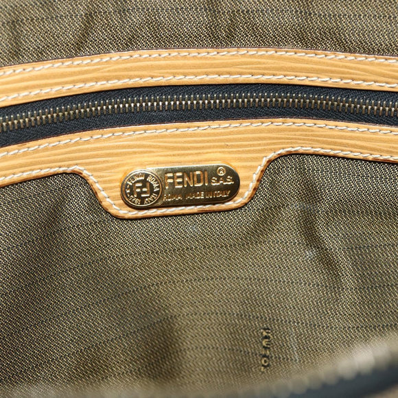FENDI Zucca Canvas Handtas Zwart Bruin Auth 178688A
