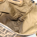 FENDI Zucca Canvas Handtas Zwart Bruin Auth 178688A-19