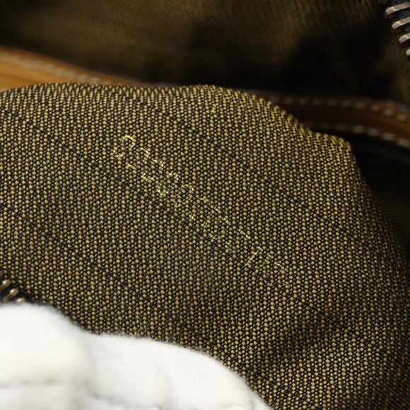 FENDI Zucca Canvas Handtas Zwart Bruin Auth 178688A