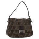 FENDI Zucca Canvas Mamma Baguette Shoulder Bag Brown Black Auth 178690SAM-1
