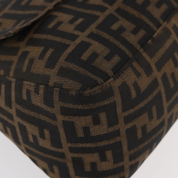 FENDI Zucca Canvas Mamma Baguette Shoulder Bag Brown Black Auth 178690SAM