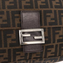 FENDI Zucca Canvas Mamma Baguette Shoulder Bag Brown Black Auth 178690SAM-19